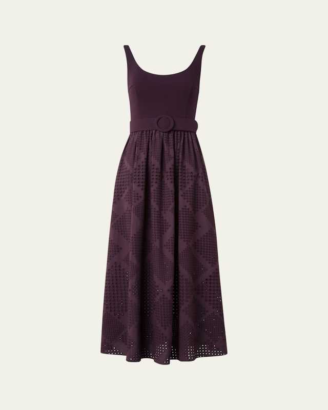 Belted Eyelet-Embroidered Cotton Midi Dress